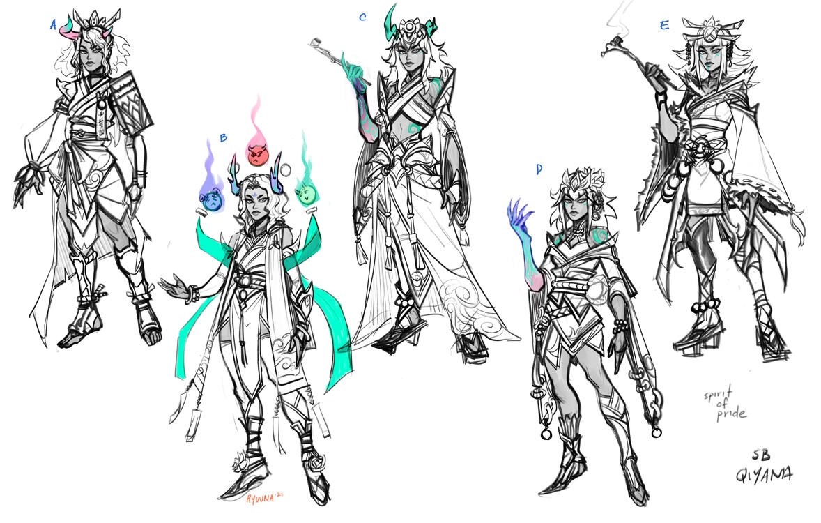 Spirit Blossom Qiyana Sketches