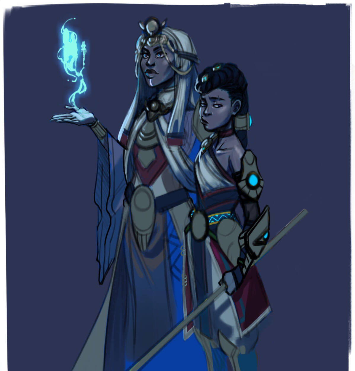 early concept of Raya and her priestess mother